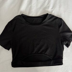 black open cut crop top